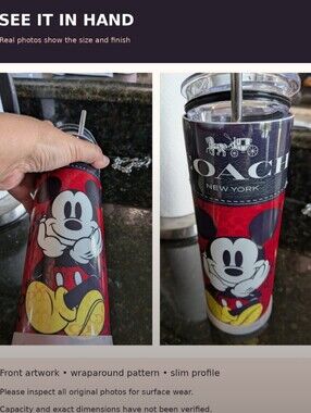 Handmade Mickey Mouse Coach-Inspired Stainless Steel Tumbler
